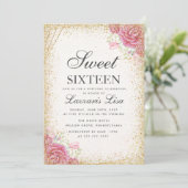 Modern Sweet Sixteen Surprise Bloemen verjaardag Kaart (Staand voorkant)