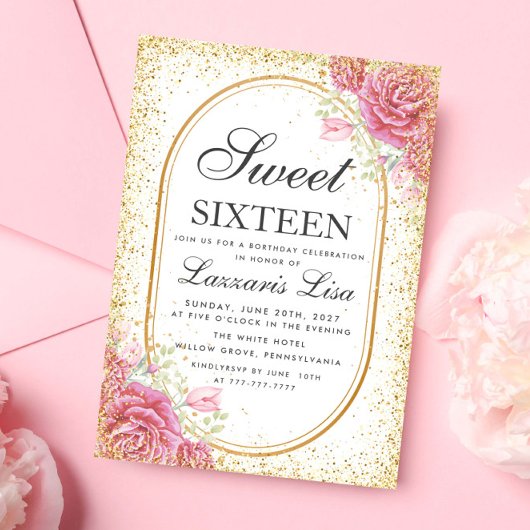 Modern Sweet Sixteen Surprise verjaardagsfeestje Kaart