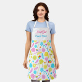 Modern Sweet Snoep Pattern Cute Custom Name Apron Schort (Gedragen)