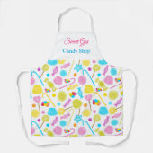 Modern Sweet Snoep Pattern Cute Custom Name Apron Schort (Voorkant)