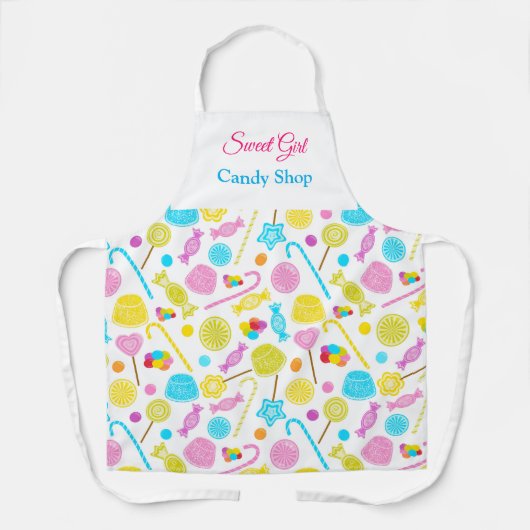 Modern Sweet Snoep Pattern Cute Custom Name Apron Schort (Voorkant)