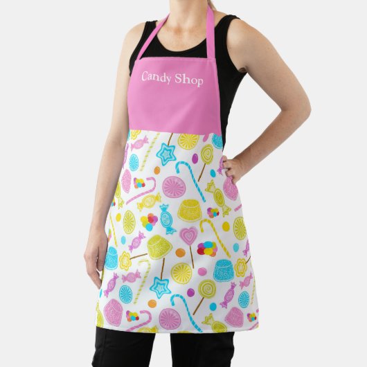 Modern Sweet Snoep Pattern Cute Custom Name Apron Schort (Insitu)