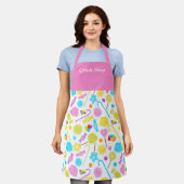 Modern Sweet Snoep Pattern Cute Custom Name Apron Schort (Gedragen)