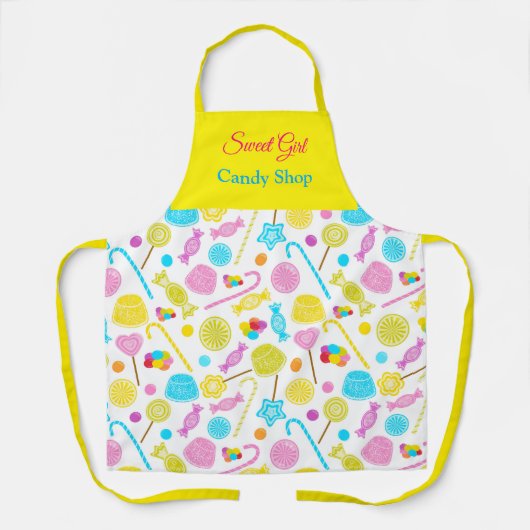 Modern Sweet Snoep Pattern Cute Custom Name Schort (Voorkant)