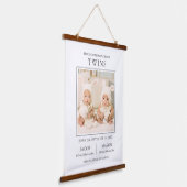 Modern Sweet Twins Photo Birth Announcement Hangend Wandkleed (Gebogen)