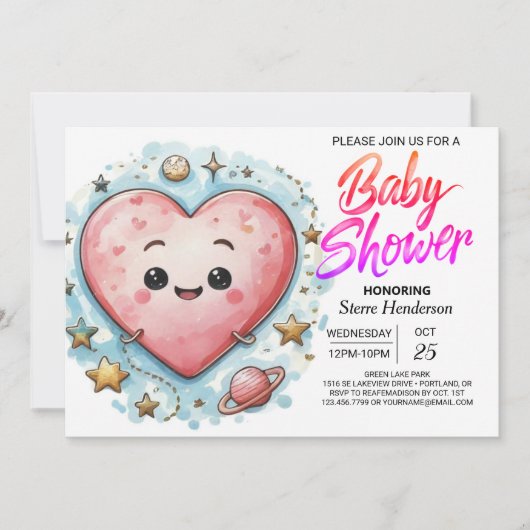 Modern Sweetheart Pink Hearts Baby shower Kaart (Voorkant)
