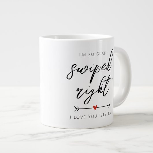 Modern Swiped Right Personalized Grote Koffiekop (Voorkant rechts)