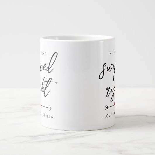 Modern Swiped Right Personalized Grote Koffiekop (Voorkant)