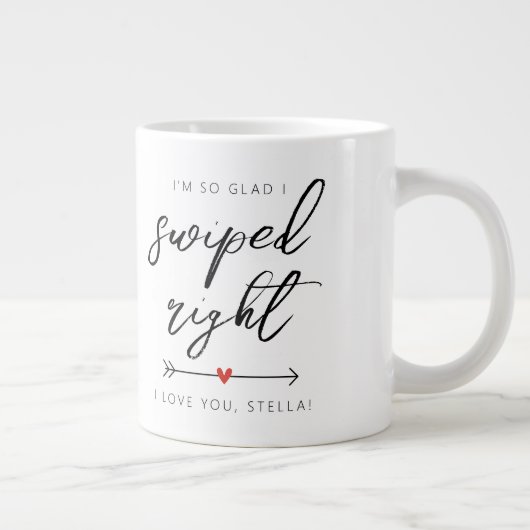 Modern Swiped Right Personalized Grote Koffiekop (Rechts)