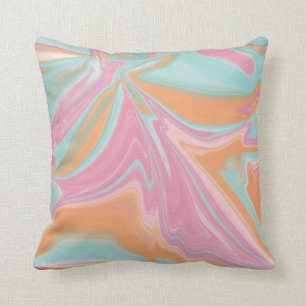 Modern Swirl Art - roze munt oranje Kussen