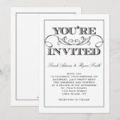 Modern Swirl Black & White Wedding Invitation Kaart (Voorkant / Achterkant)