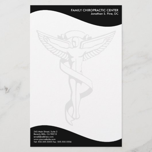 Modern Swirl Chiropractic Emblem Stationery Briefpapier (Voorkant)