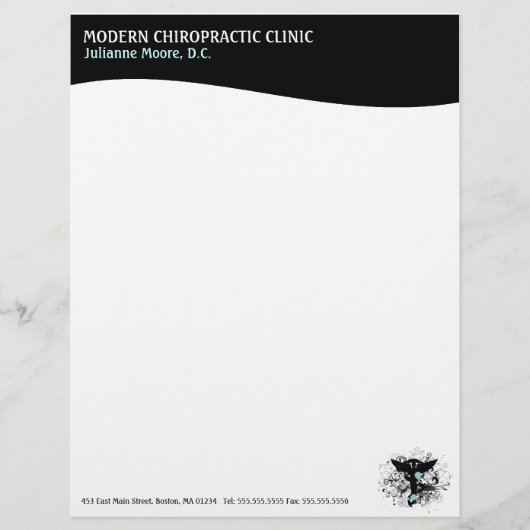 Modern Swirl Feminine Chiropractic Letterhead Briefhoofd Ontwerp (Voorkant)