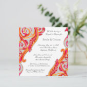 Modern Swirl Flourish Heart Couples Shower Invite Kaart (Staand voorkant)
