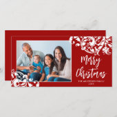 Modern Swirl Flourish Kerstroet en wit Feestdagenkaart (Voorkant / Achterkant)