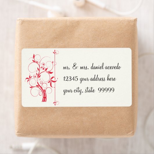 Modern Swirl Flourish Scroll Leaf Pattern Etiket (Insitu)