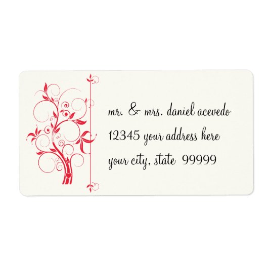 Modern Swirl Flourish Scroll  Leaf Pattern Etiket (Voorkant)