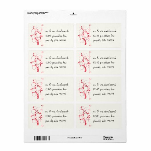 Modern Swirl Flourish Scroll  Leaf Pattern Etiket (Full Sheet)