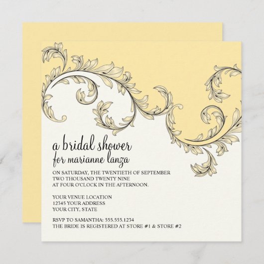 Modern Swirl Flourish Scroll  Leaf Pattern Kaart (Voorkant / Achterkant)