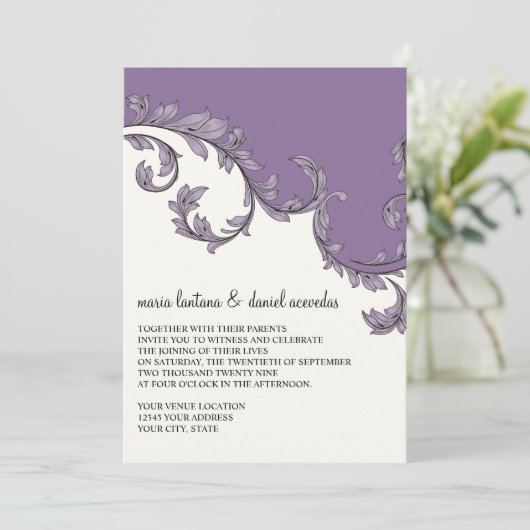 Modern Swirl Flourish Scroll Leaf Pattern Kaart (Staand voorkant)