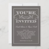 Modern Swirl Gray Wedding Invitation Kaart (Voorkant)