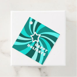 Modern Swirl HAPPY HOLIDAYS CUSTOM Green Christmas Bedankjes Labels