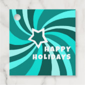 Modern Swirl HAPPY HOLIDAYS CUSTOM Green Christmas Bedankjes Labels (Voorkant)