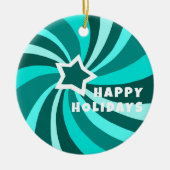 Modern Swirl HAPPY HOLIDAYS CUSTOM Green Keramisch Ornament (Voorkant)