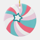 Modern Swirl HAPPY HOLIDAYS CUSTOM Green Pink Keramisch Ornament (Achterkant)