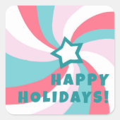 Modern Swirl HAPPY HOLIDAYS CUSTOM Green Pink Vierkante Sticker (Voorkant)