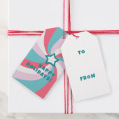 Modern Swirl HAPPY HOLIDAYS CUSTOM Green TO FROM Cadeaulabel