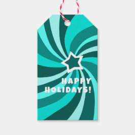 Modern Swirl HAPPY HOLIDAYS CUSTOM Green TO FROM Cadeaulabel
