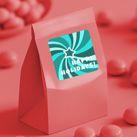 Modern Swirl HAPPY HOLIDAYS CUSTOM Green Vierkante Sticker