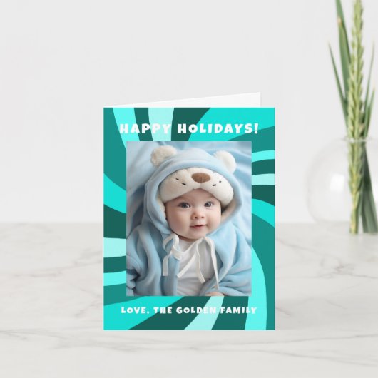 Modern Swirl HAPPY HOLIDAYS CUSTOM PHOTO Feestdagen Kaart (Voorkant)