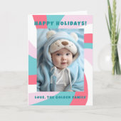 Modern Swirl HAPPY HOLIDAYS CUSTOM PHOTO Feestdagen Kaart (Voorkant)