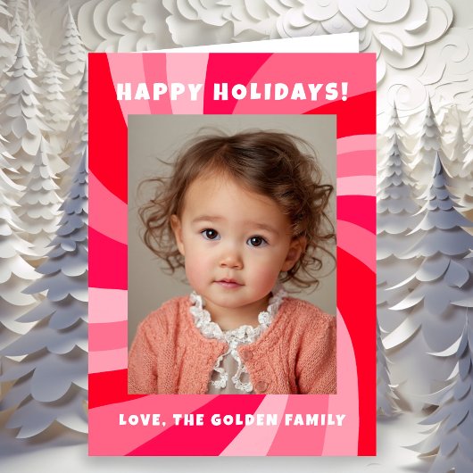 Modern Swirl HAPPY HOLIDAYS CUSTOM PHOTO Feestdagen Kaart