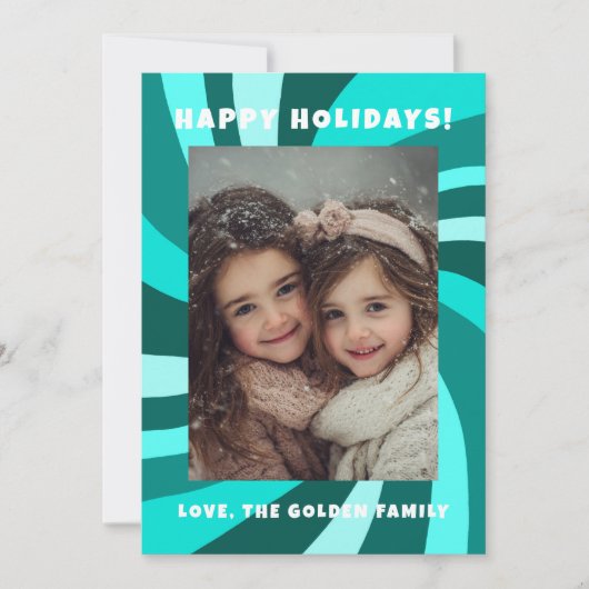 Modern Swirl HAPPY HOLIDAYS CUSTOM PHOTO Feestdagenkaart (Voorkant)