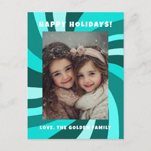 Modern Swirl HAPPY HOLIDAYS CUSTOM PHOTO Feestdagenkaart (Voorkant)