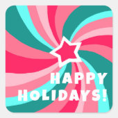 Modern Swirl HAPPY HOLIDAYS CUSTOM Pink Green Vierkante Sticker (Voorkant)