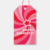 Modern Swirl HAPPY HOLIDAYS CUSTOM Pink TO FROM Cadeaulabel (Voorkant)