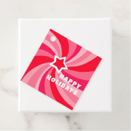 Modern Swirl HAPPY HOLIDAYS CUSTOM Red Pink Xmas Bedankjes Labels