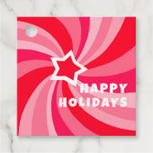 Modern Swirl HAPPY HOLIDAYS CUSTOM Red Pink Xmas Bedankjes Labels (Voorkant)
