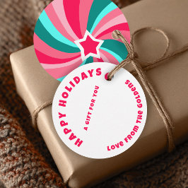 Modern Swirl HAPPY HOLIDAYS CUSTOM TO FROM Gift Bedankjes Labels