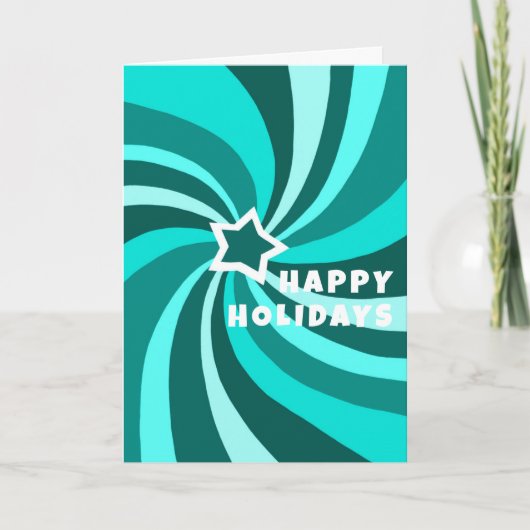 Modern Swirl HAPPY HOLIDAYS Star Custom Christmas Kaart (Voorkant)