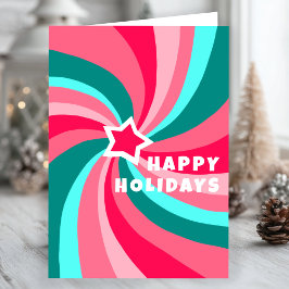 Modern Swirl HAPPY HOLIDAYS Star Custom Christmas Kaart