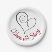 Modern Swirl Heart, gepersonaliseerd Papieren Bordje (Voorkant)