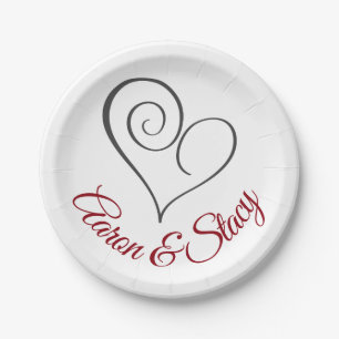 Modern Swirl Heart, gepersonaliseerd Papieren Bordje