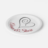 Modern Swirl Heart, gepersonaliseerd Papieren Bordje (Gekanteld)