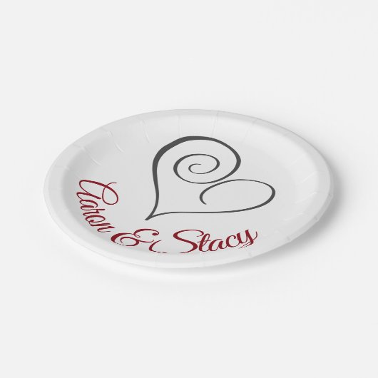 Modern Swirl Heart, gepersonaliseerd Papieren Bordje (Gekanteld)