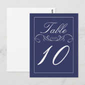 Modern Swirl Navy Trouwtafel Nummer Kaarten (Voorkant / Achterkant)